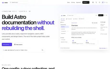 Lotus Documentation Theme - An installable Astro documentation theme using MDX and Tailwind CSS.