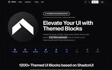 SERPUI - Shadcn Tailwind Astro compatible component library featuring meticulously crafted theme ready blocks