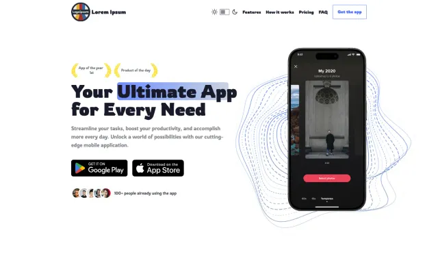 Mobile App Landing Template Astro theme preview