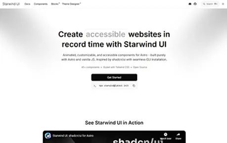 Starwind UI - Tailwind Astro component library featuring animated, customizable and accessible elements