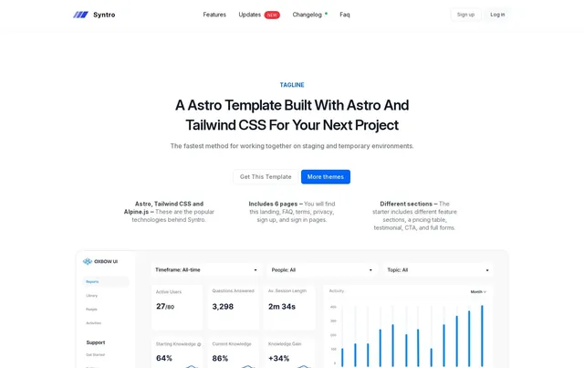 Syntro - SaaS Landing Page Template Astro template preview