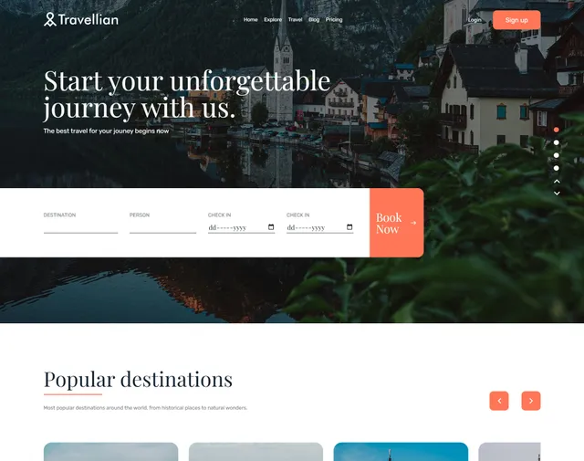 Travellian Travel Agency Astro template preview