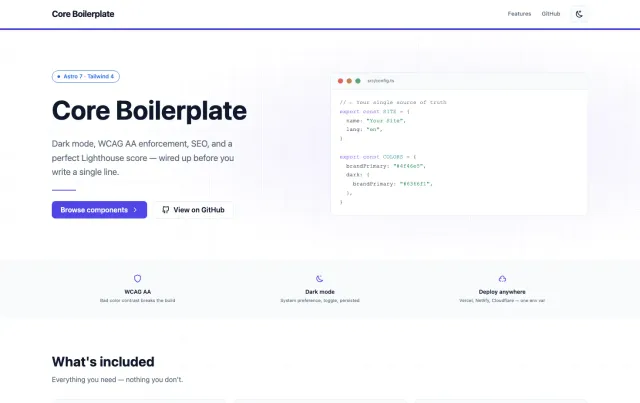 Core Boilerplate Astro Astro theme preview